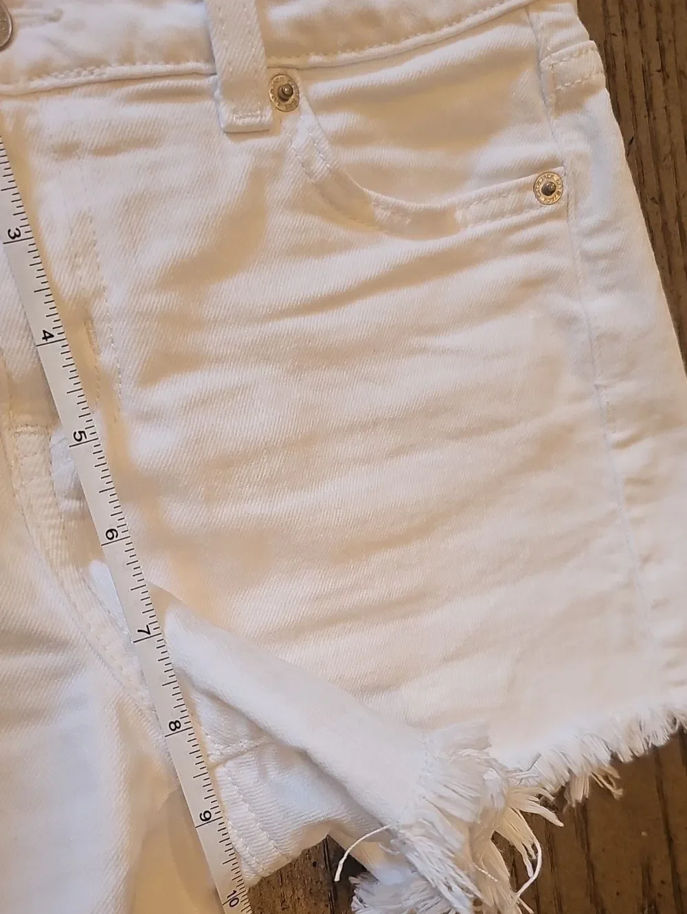 White Frayed Hem Denim Shorts Size L 10/12 NEW CONDITION